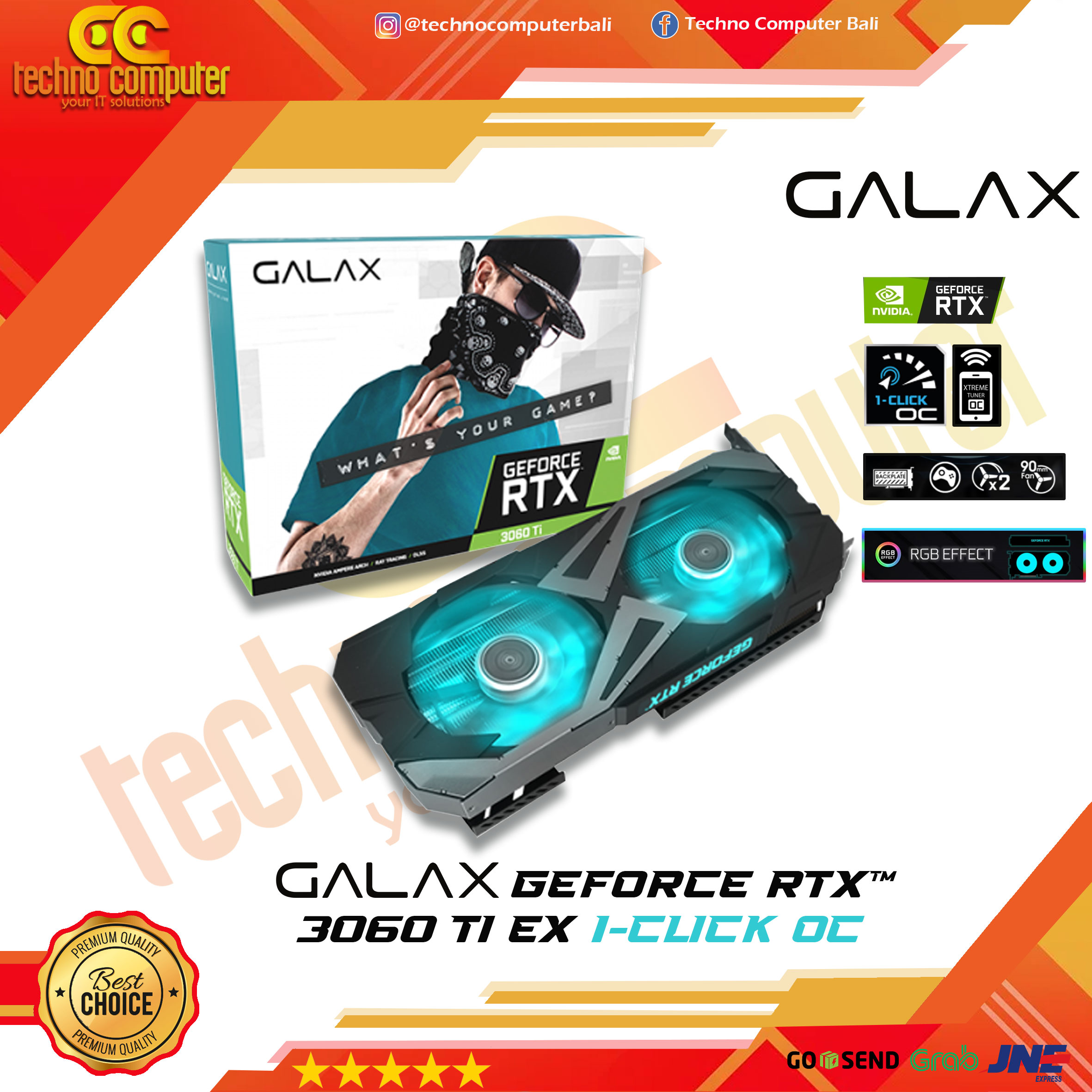 GALAX NVIDIA GeForce RTX 3060 Ti EX (1-Click OC) 8GB DDR6X - Dual Fan