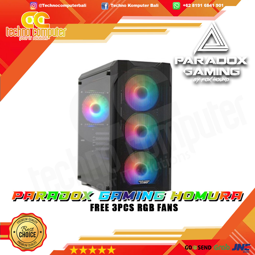 CASING PARADOX GAMING HOMURA - FREE 3PCS RGB FAN