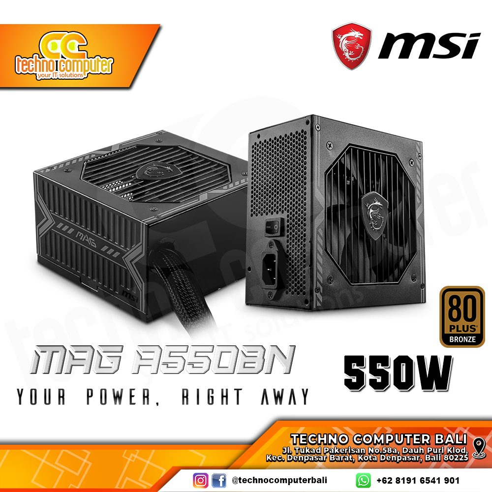 MSI MAG A550BN 550W 80+ Bronze - Non Modular