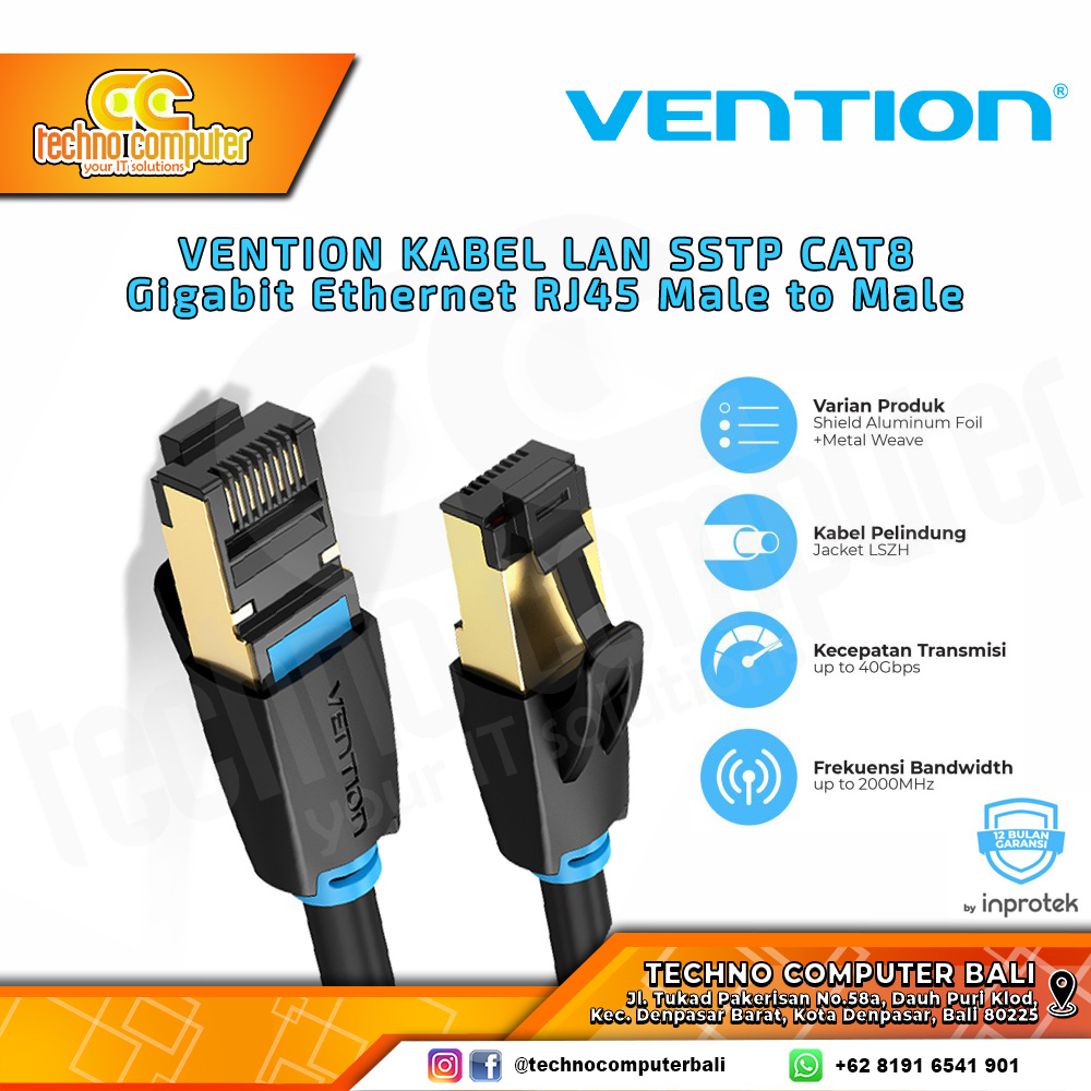 VENTION KABEL JARINGAN - LAN Cat8 SSTP Gigabit Network Patch - IKA 1M