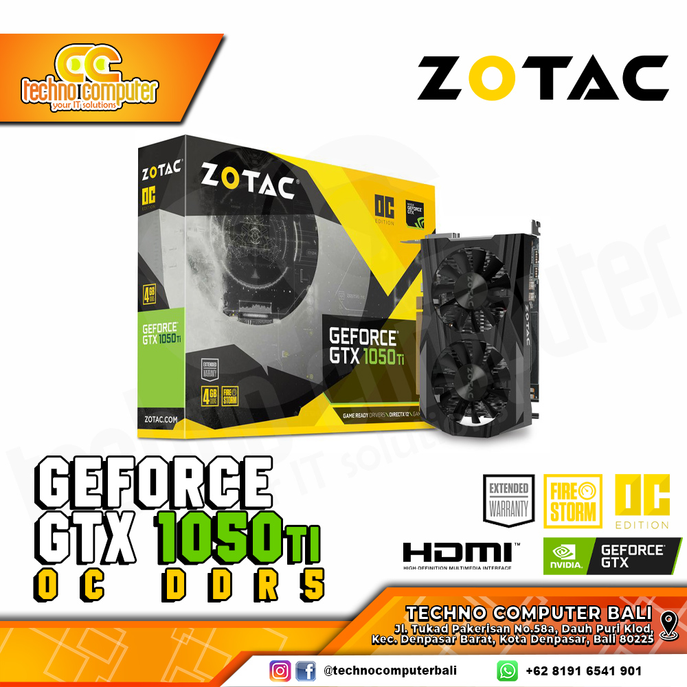 ZOTAC NVIDIA GeForce GTX 1050 Ti OC Edition 4GB GDDR5