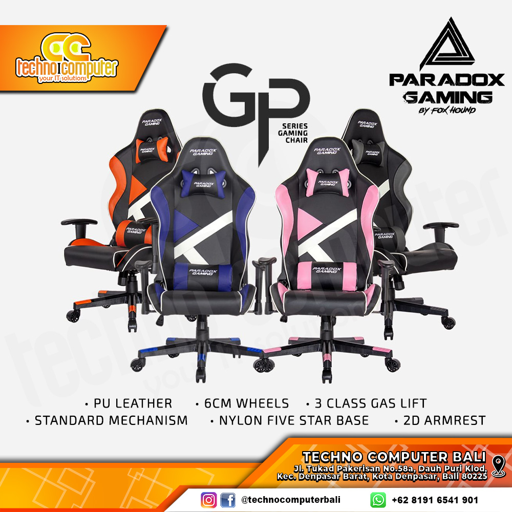 KURSI GAMING PARADOX GAMING GP Series GAMING CHAIR - Black/White/Grey