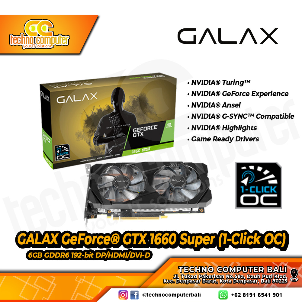GALAX NVIDIA GeForce GTX 1660 Super (1-Click OC) 6GB GDDR6 - Dual Fan