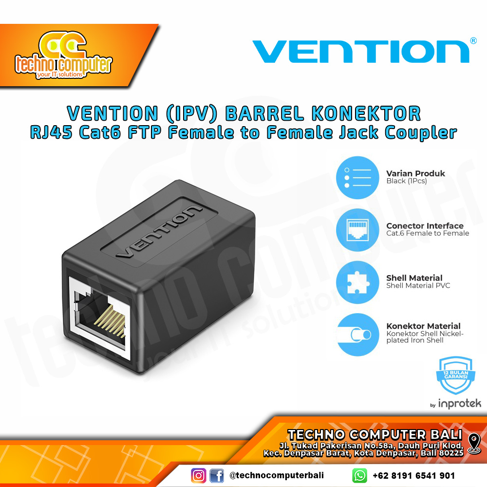 VENTION BAREL - RJ45 Cat6 FTP Female to Female Jack Coupler - IPV