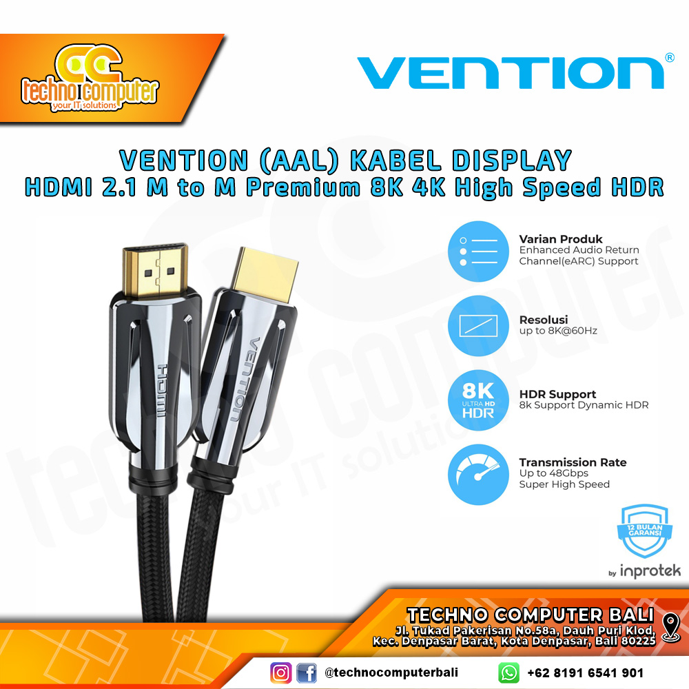 VENTION KABEL DISPLAY - Kabel HDMI - HDMI 2.1 Male to Male Premium 4K 8K - AAL 3M