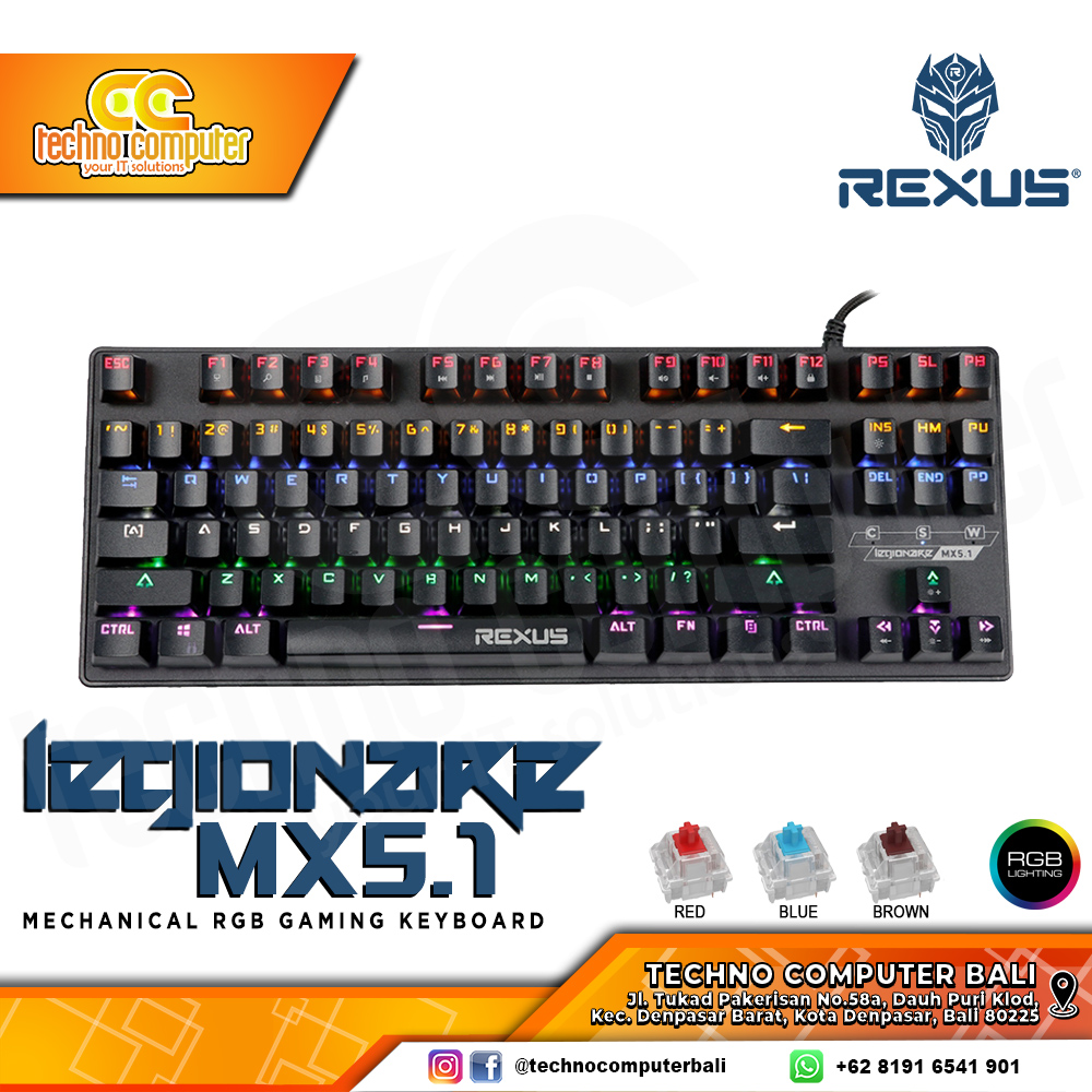 REXUS LEGIONARE MX5.1 TKL - Mechanical Blue Switch - Gaming Keyboard