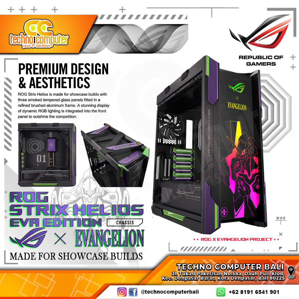 CASING ASUS ROG STRIX HELIOS EVA Edition - Mid Tower E-ATX Case Tempered Glass (4x Fan)