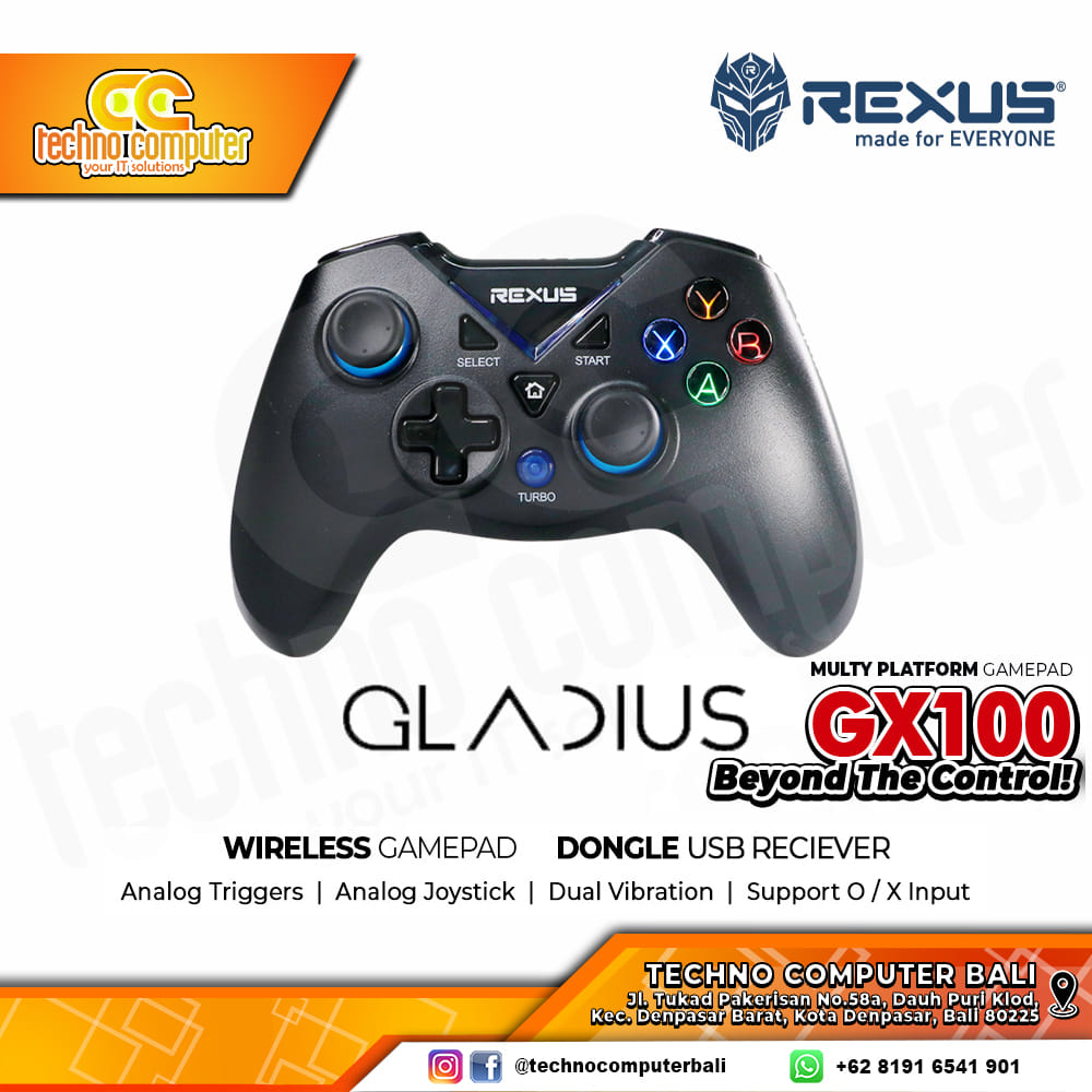 GAMEPAD WIRELESS REXUS GLADIUS GX100 Multi Platform Gamedpad - Black