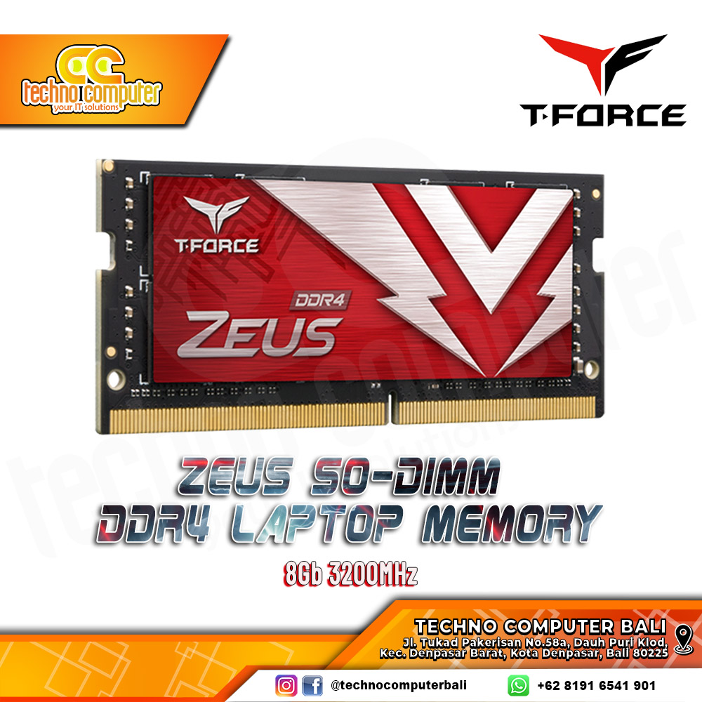 SODIMM DDR4 TEAM T-FORCE ZEUS 8GB (1x8GB) Single 3200Mhz