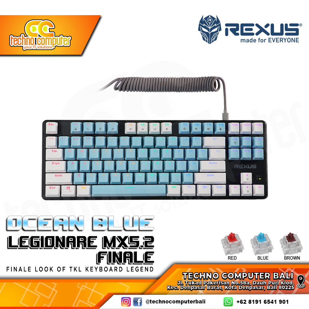 REXUS LEGIONARE MX5.2 FINALE TKL Blue/White - Mechanical Blue Switch - Gaming Keyboard