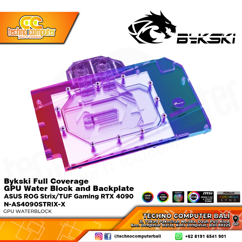 BYKSKI GPU Water Block and Backplate Strix/TUF RTX 4090 (N-AS4090STRIX-X) - GPU WATER BLOCK