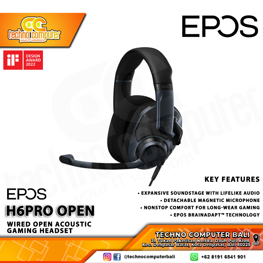 HEADSET EPOS H6PRO OPEN Sebring Black - Open Acoustic Gaming Headset