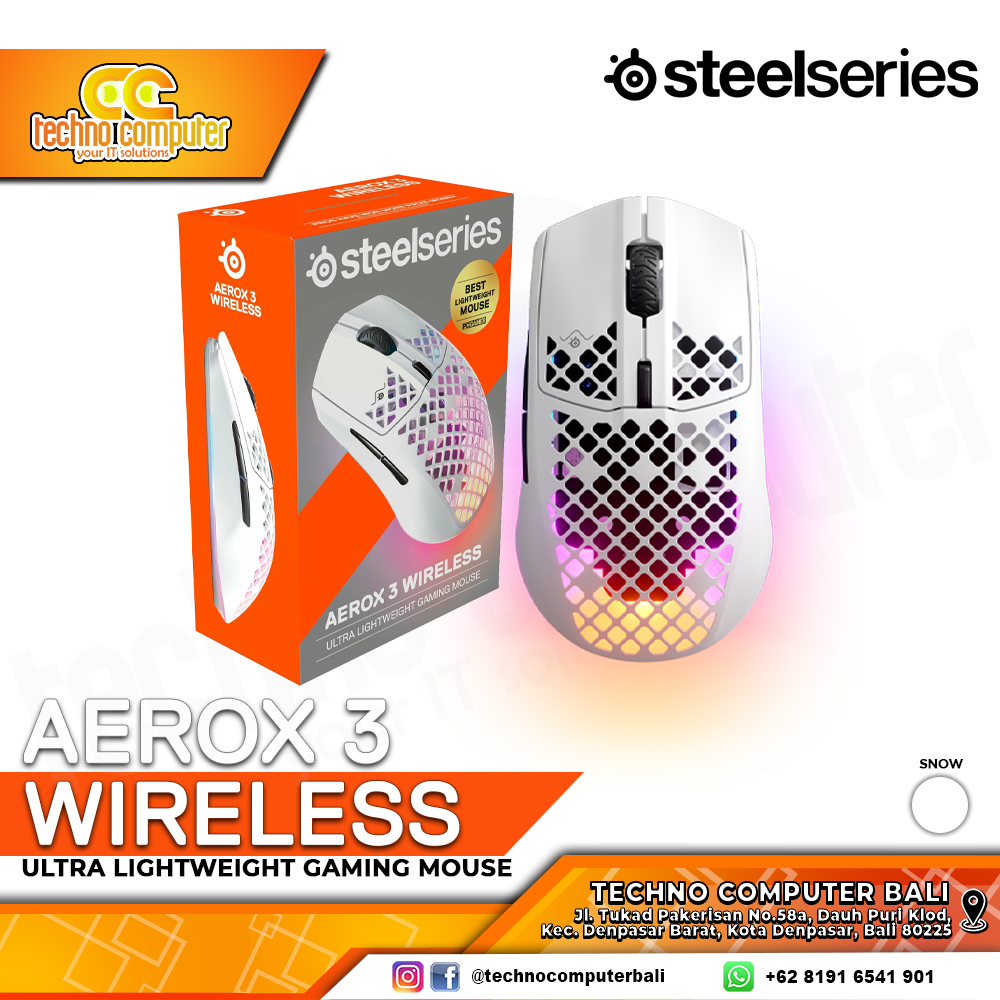 STEELSERIES AEROX 3 Wireless Snow 2022 Edition - Gaming Mouse Wireless