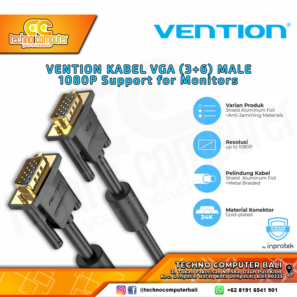 VENTION KABEL DISPLAY - Kabel VGA - VGA Male to Male - DAE 1.5M