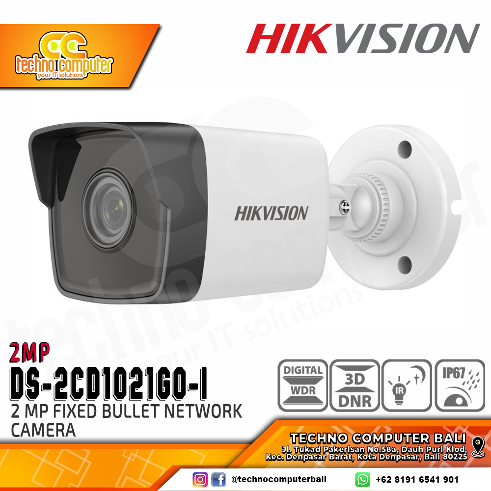 HIKVISION DS-2CD1021G0-I 2MP (2.8mm) INDOOR Fixed Bullet Network Camera CCTV