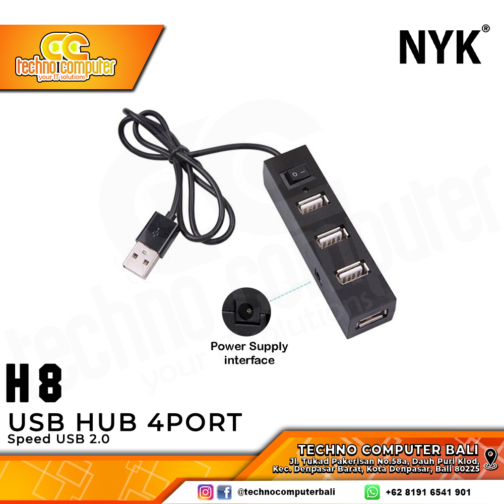 NYK USB HUB 2.0 4x Port - H8 1.2M