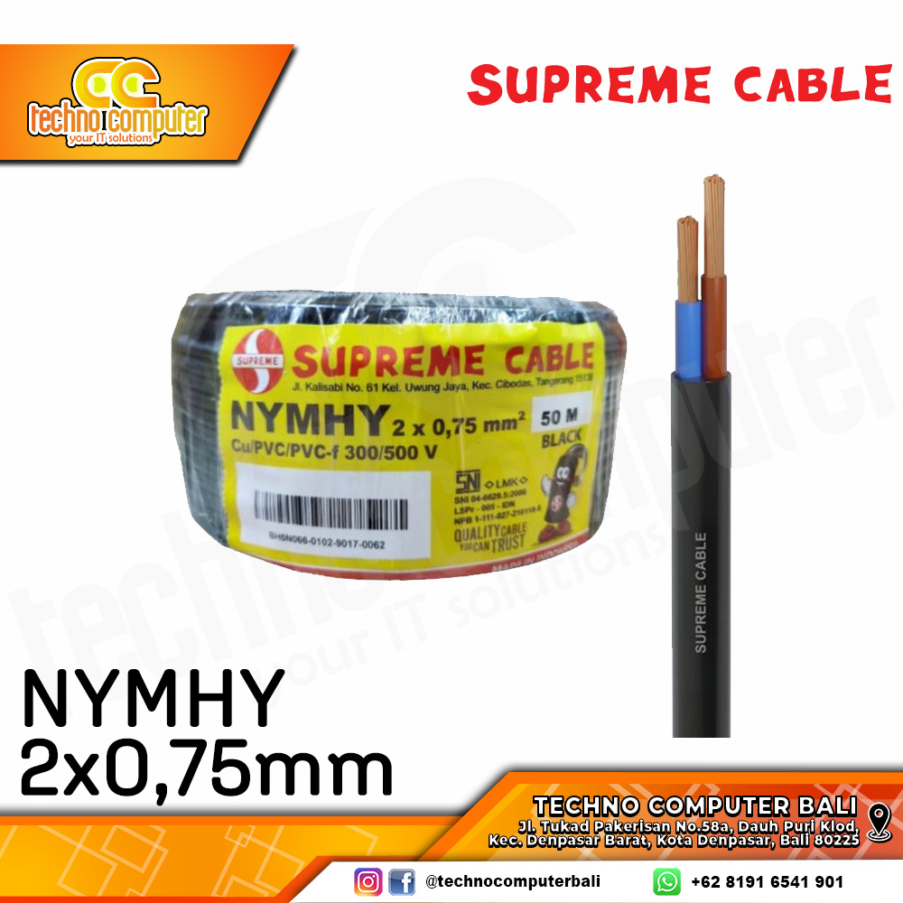KABEL LISTRIK SUPREME NYMHY 2x0.75mm BLACK