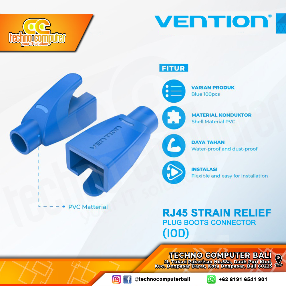 Vention Plug Boot Connector RJ45 Strain Relief Boots Connector - IOD Grey