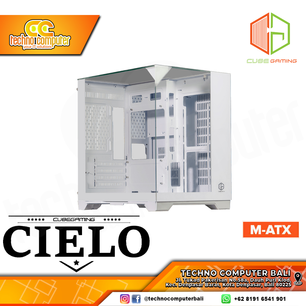 CASING CUBE GAMING CIELO Mini mATX White - Mid Tower mATX Case Tempered Glass