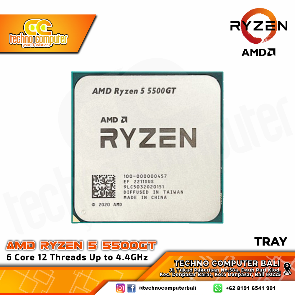 PROCESSOR AMD RYZEN 5 5500GT - 6 Core 12 Threads Up to 4.4GHz - Socket AM4 (TRAY)
