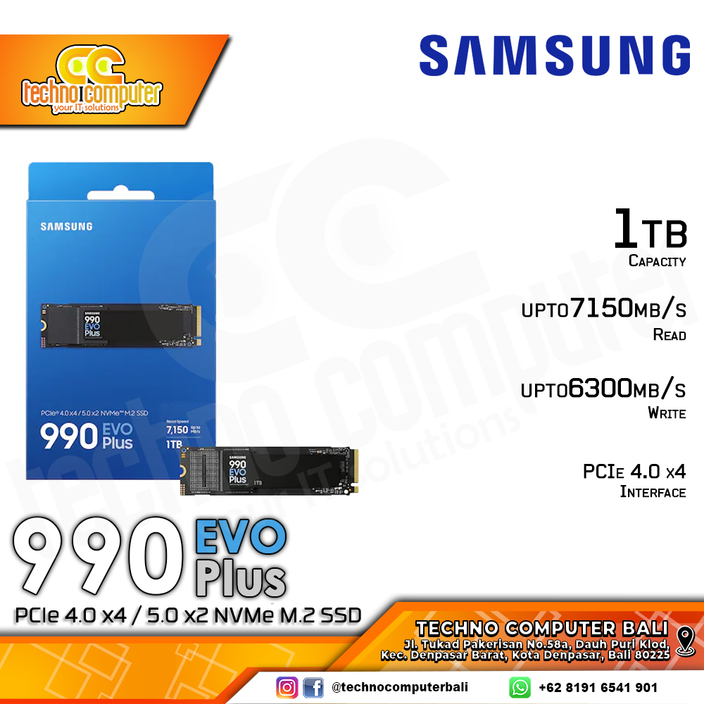 SSD SAMSUNG 990 Evo Plus M.2 NVMe 2280 PCIe Gen4 x4 - 1TB