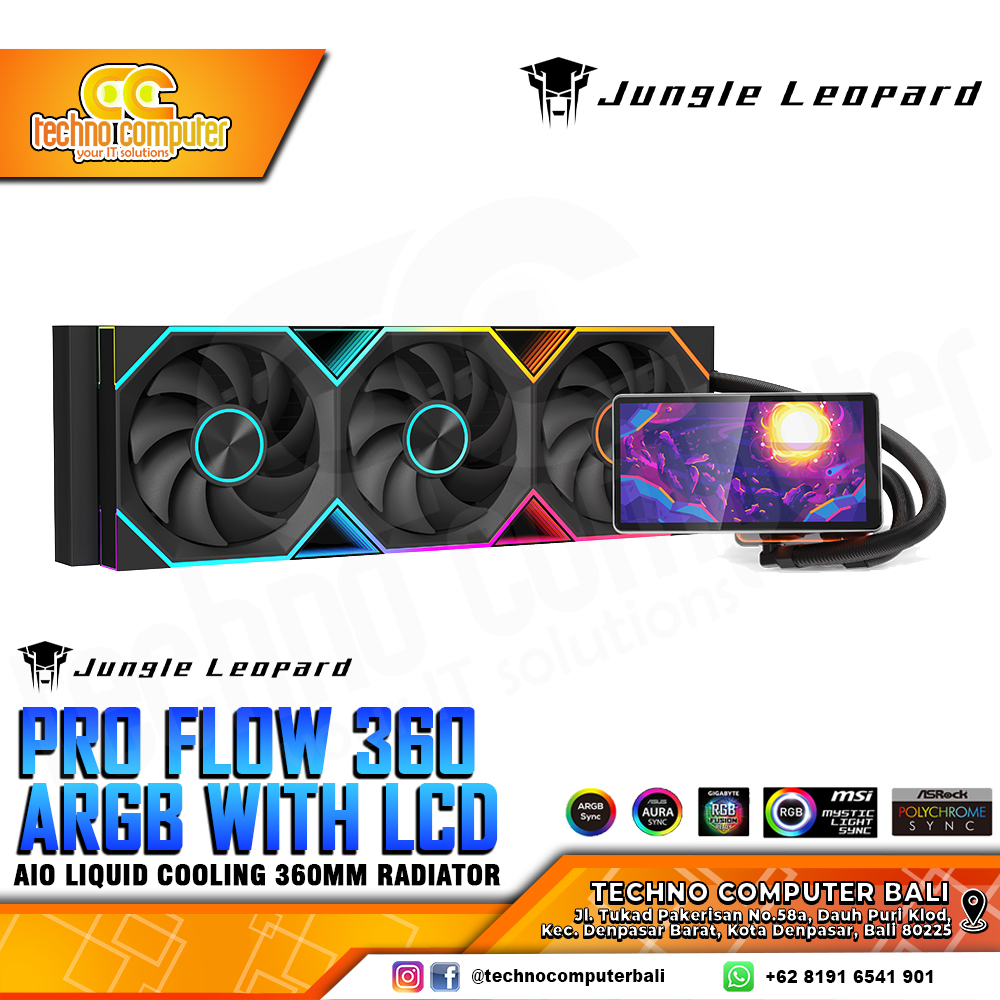 CPU Cooler JUNGLE LEOPARD Pro Flow 360 ARGB Black with LCD Display - 360mm AIO Liquid Cooler