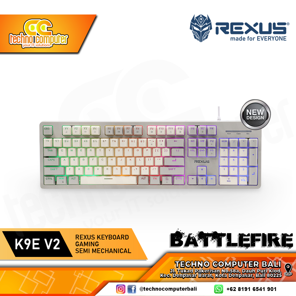 REXUS BATTLEFIRE RX-K9E V2 White Grey - Gaming Keyboard