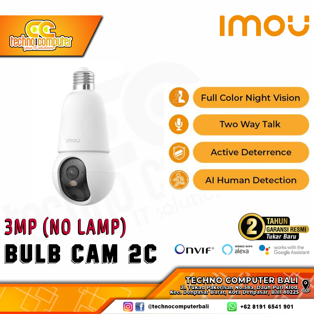 IMOU BULB CAM 2C 3MP Smart Wi-Fi Pan & Tilt Camera CCTV